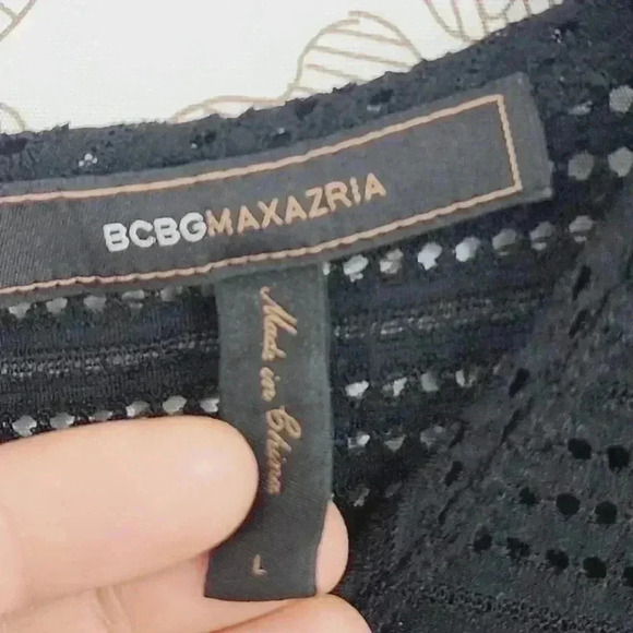 BCBGMaxAzria Lace black Tank top Back Full Zip Women's L - Picture 5 of 8